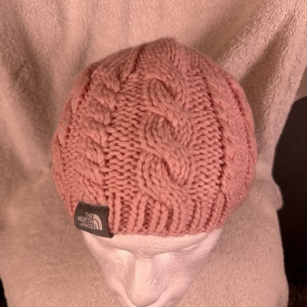 The North Face Pink Cable-Knit Wool/Alpaca‎ Blend Beanie Hat 0/S Ski Snowboard